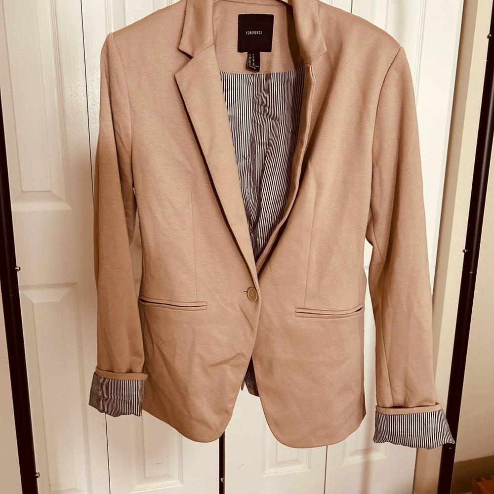 Forever 21 Taupe Women's Single-Button Blazer